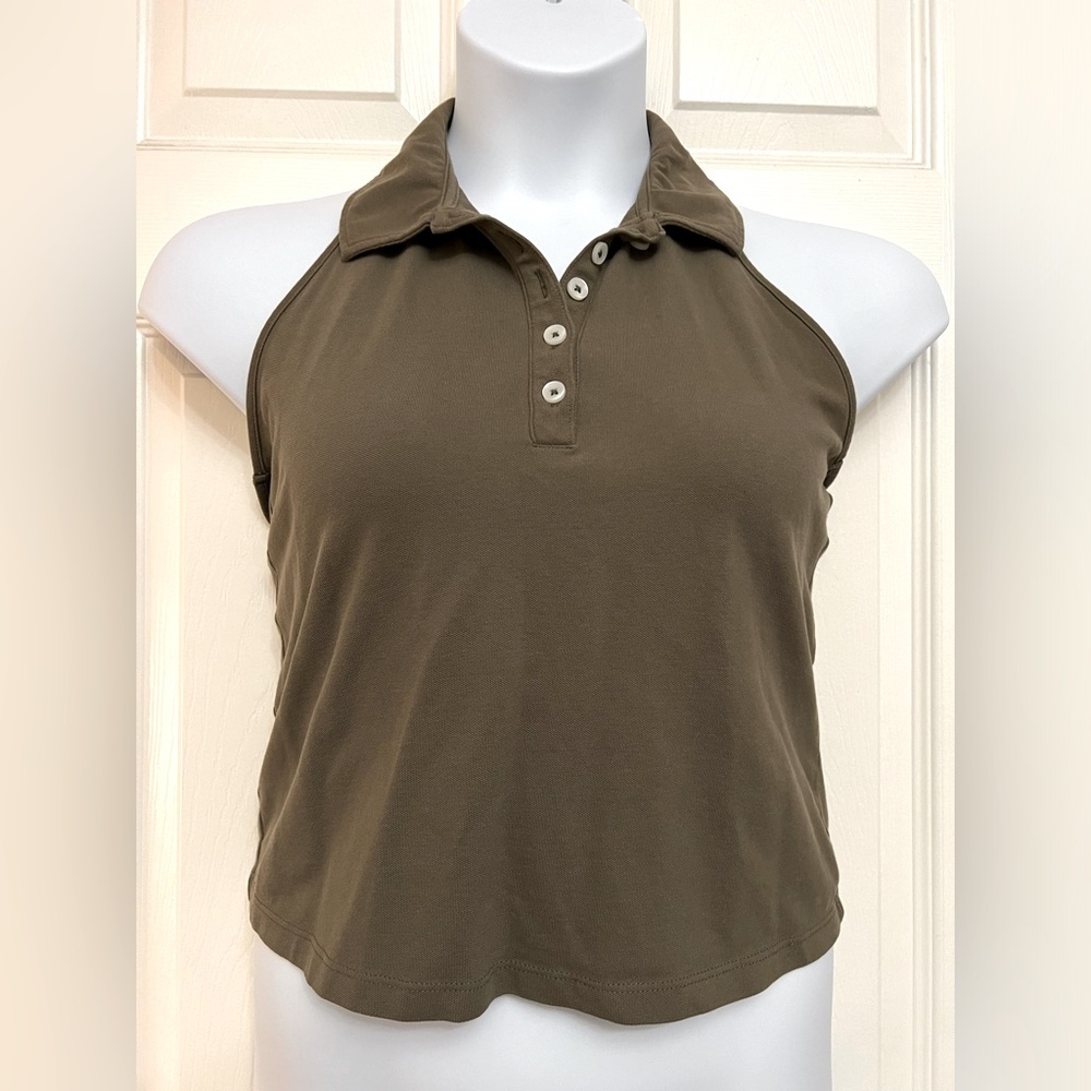 Army green halter w/collar. Aware by Vero Moda. Size L